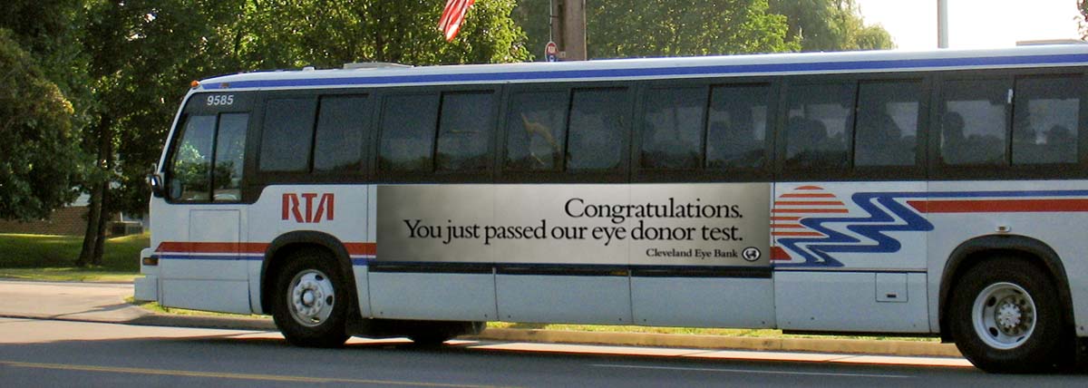 Cleveland Eye Bank Congratulations Bus Sign