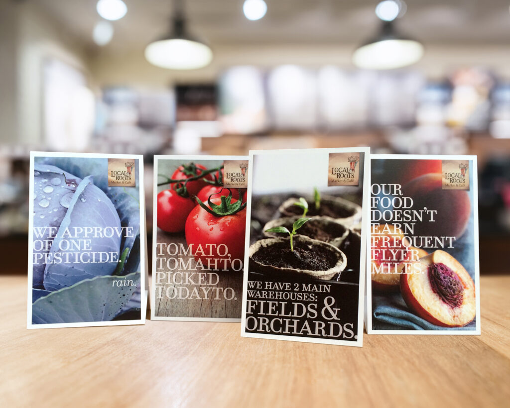 Counter cards in cafe