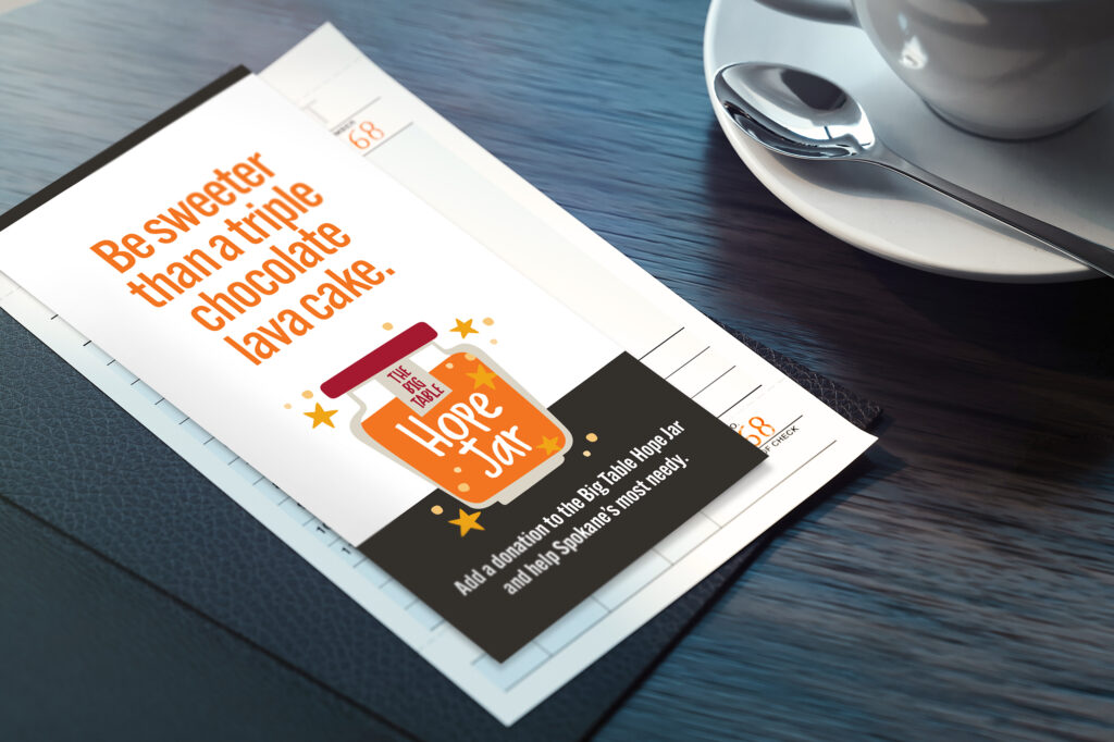 Donation request presented with guest check